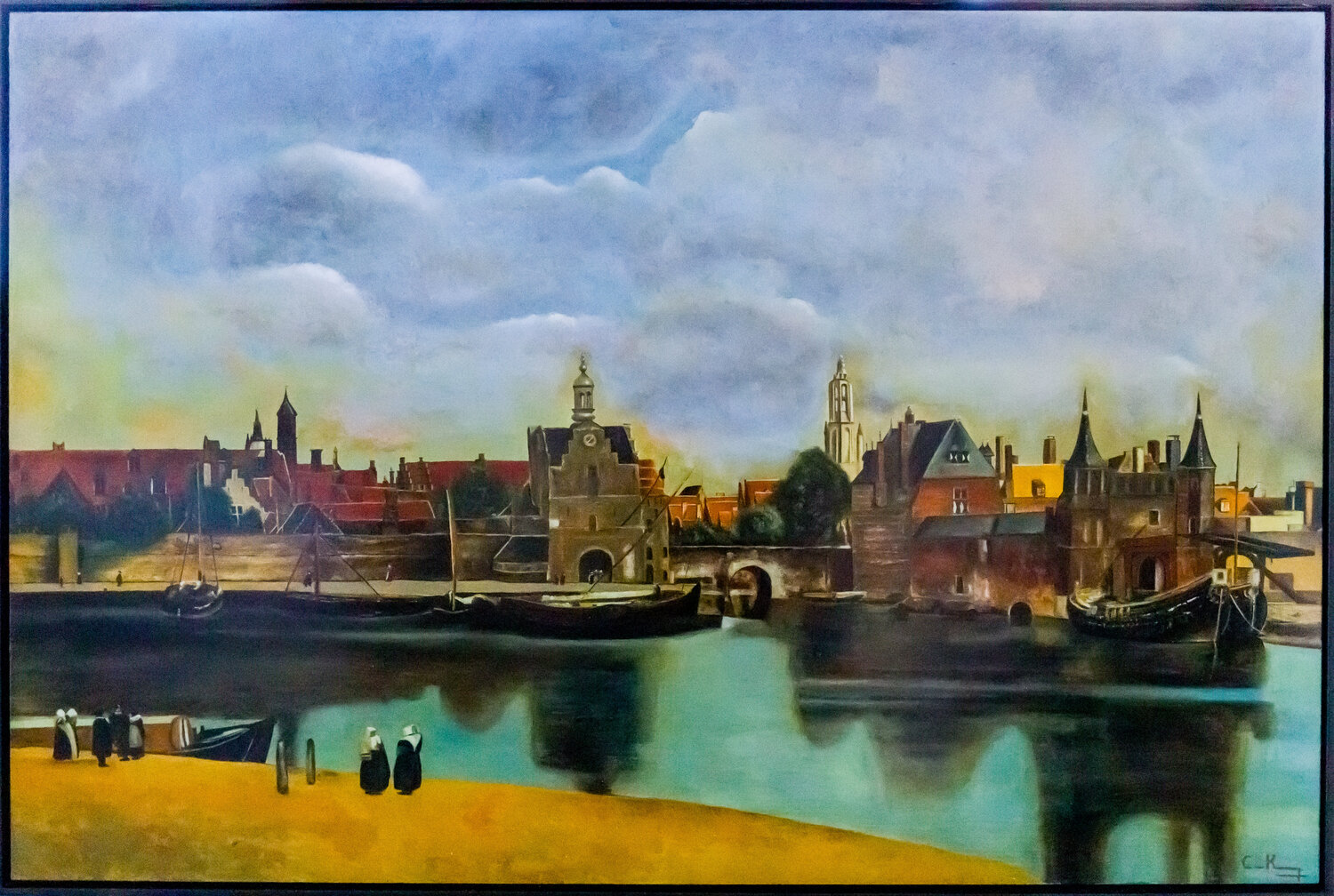 View on Delft ( after Vermeer) Cornelis de Koning Original painting for sale