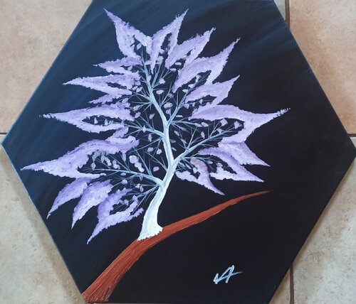 Fantasie Baum Lila by Christian Tschierske, Painting for Sale on Select