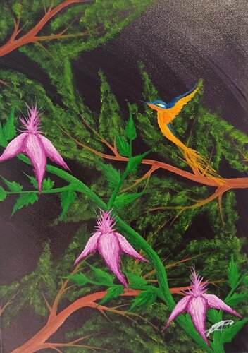 Fantasie Eisvogel Nr. 5 by Christian Tschierske, Painting for Sale on Select