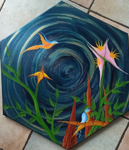 Fantasie Eisvogel 6 by Christian Tschierske, Painting for Sale on Select