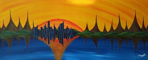 Skyline bei Sonnenuntergang 2 by Christian Tschierske, Painting for Sale on Select