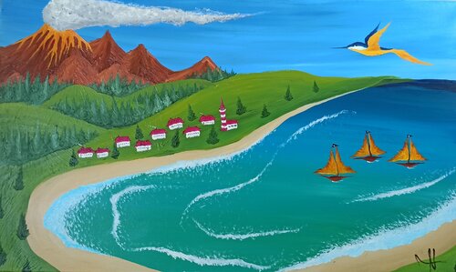 Vulkan Landschaft by Christian Tschierske, Painting for Sale on Select
