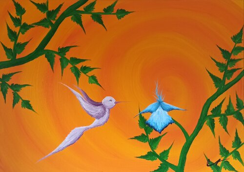 Kolibri und Blume by Christian Tschierske, Painting for Sale on Select
