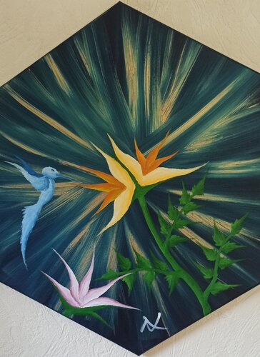 Kolibri und Blume 4 von Christian Tschierske, Malerei kaufen auf Select