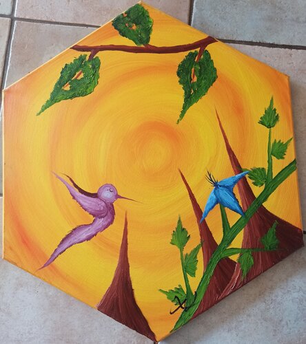 Kolibri und Blume 9 von Christian Tschierske, Malerei kaufen auf Select