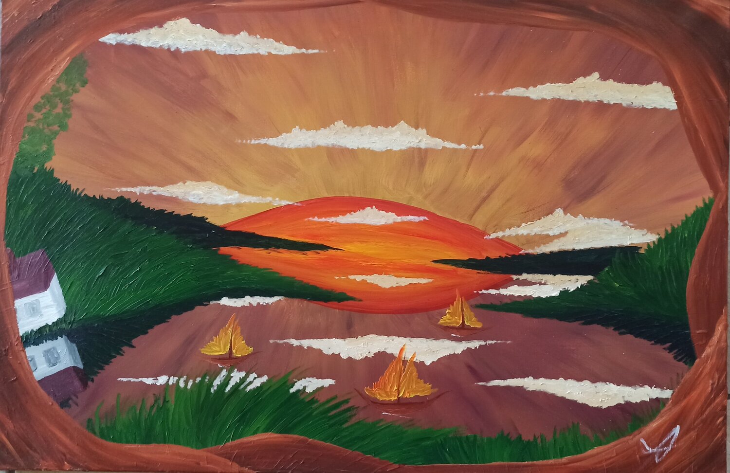 Bucht bei Sonnenuntergang 2 Christian Tschierske Original painting for sale