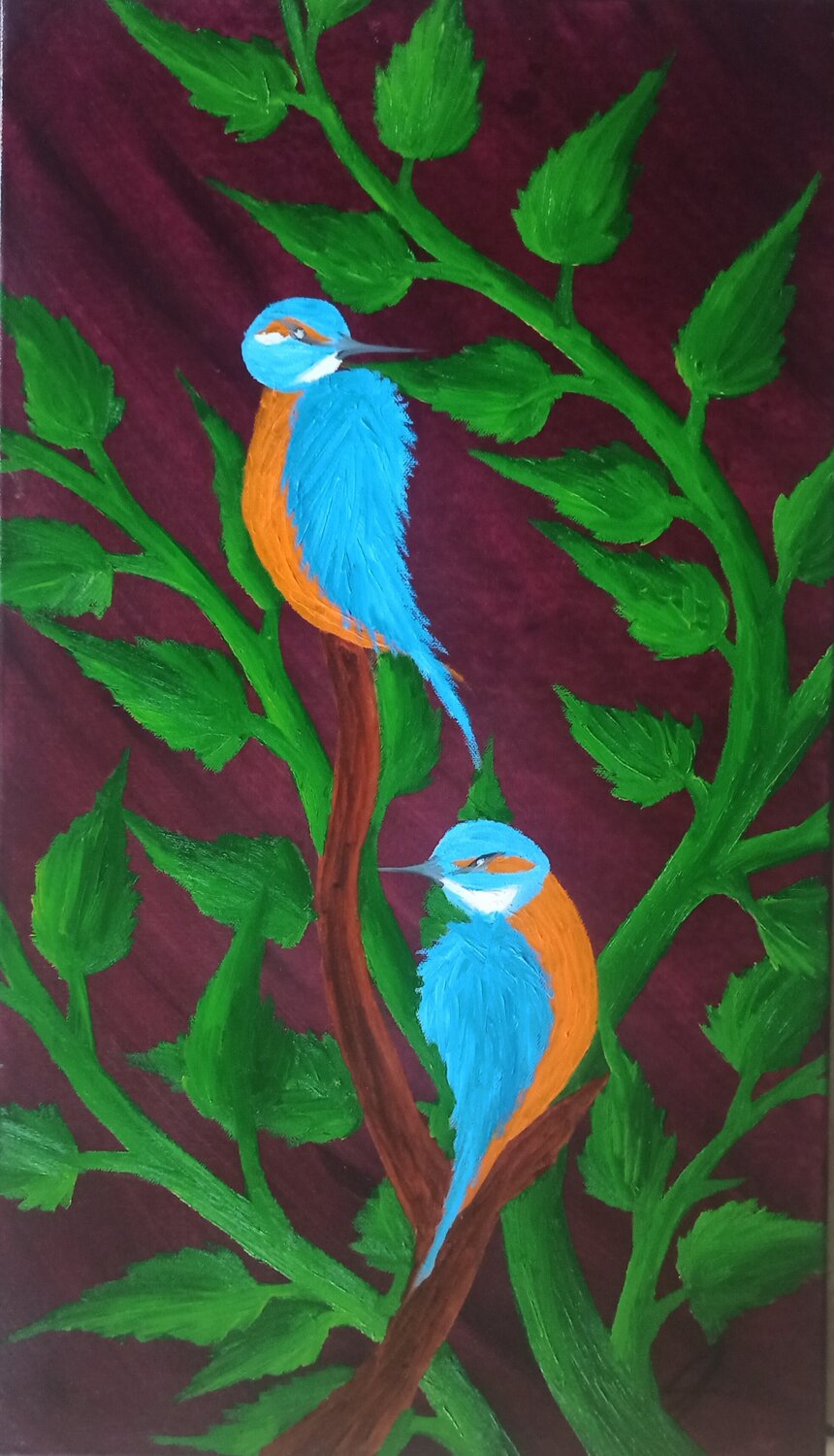 Fantasie Eisvögel Christian Tschierske Original painting for sale