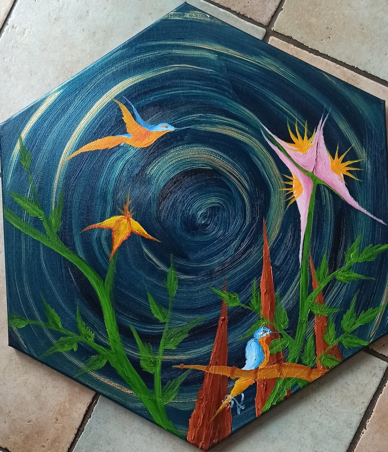 Fantasie Eisvogel 6 Christian Tschierske Original painting for sale