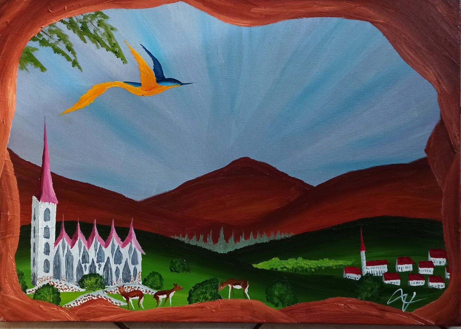 Kirche 5 Christian Tschierske Original painting for sale