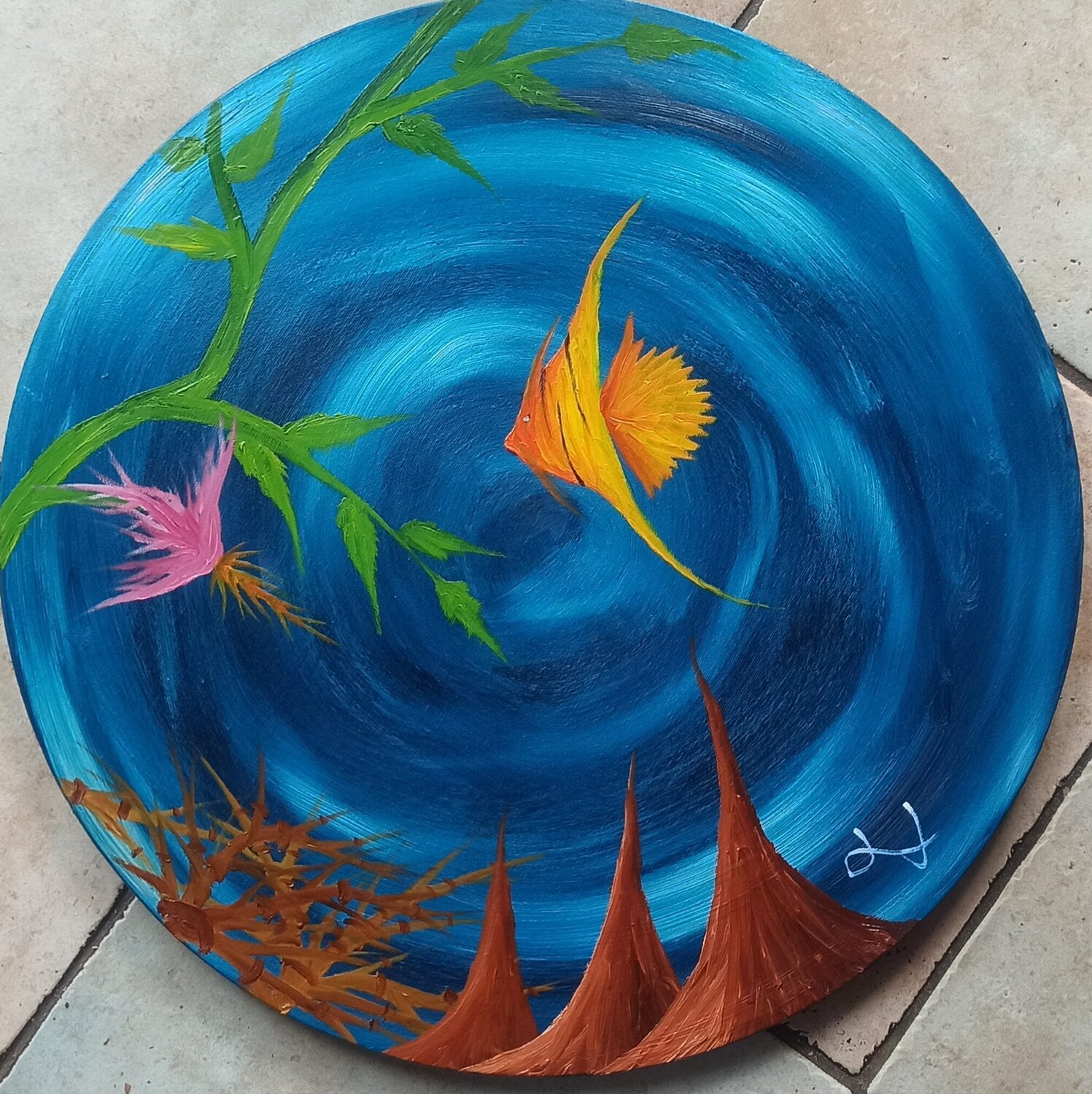 Fantasie Fisch Christian Tschierske Original painting for sale