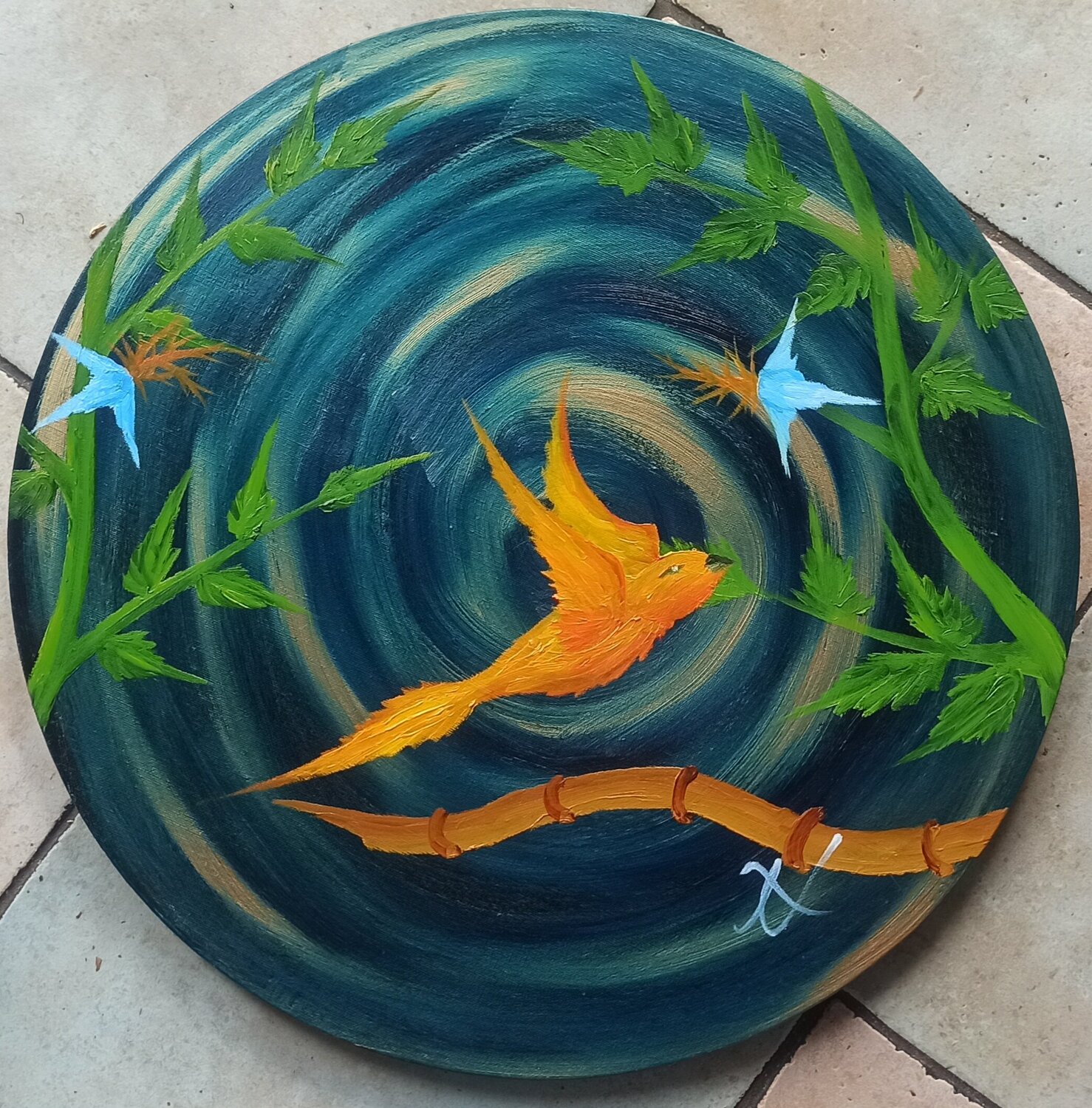 Fliegender Vogel Christian Tschierske Original painting for sale