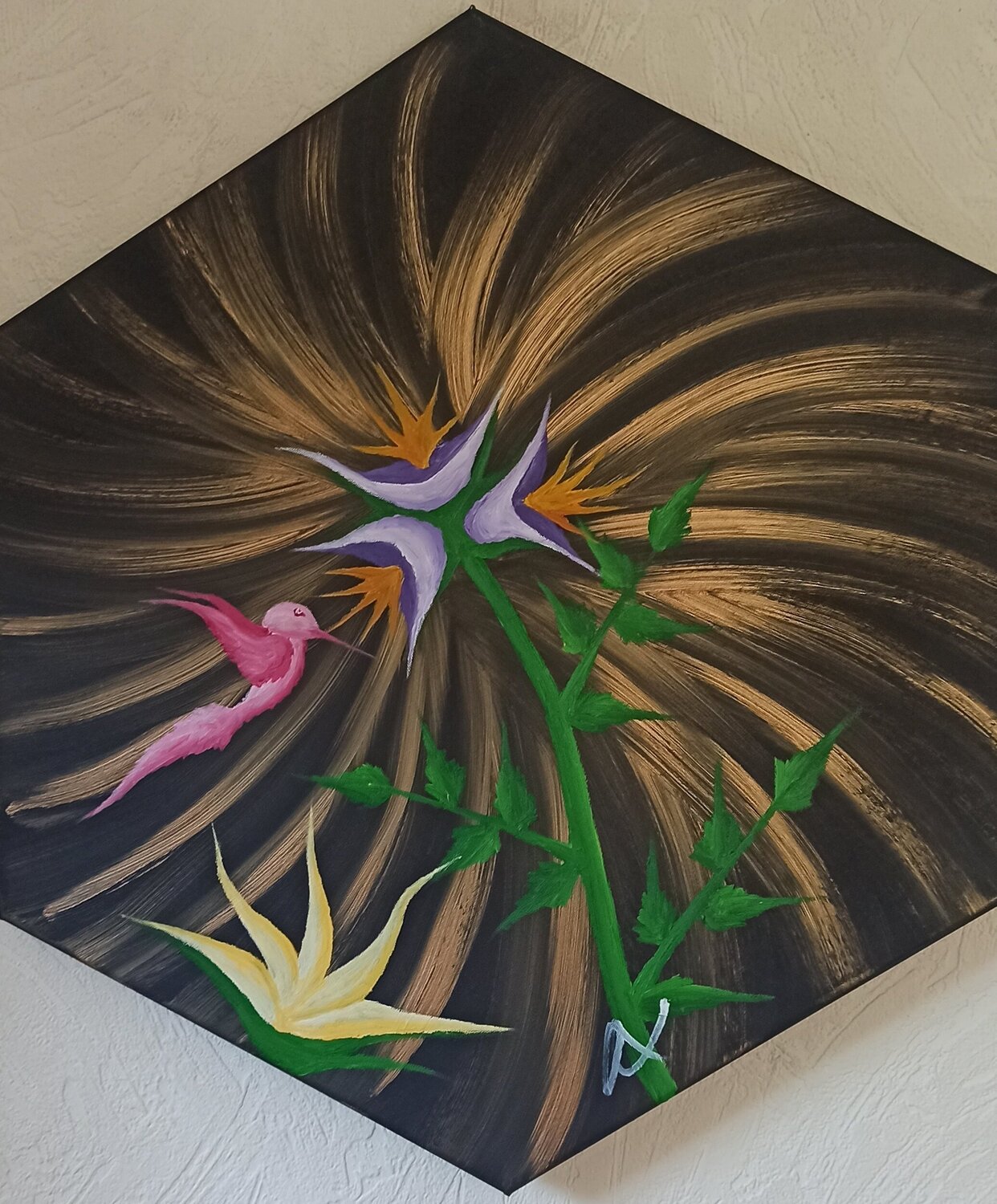 Kolibri und Blume 3 Christian Tschierske Original painting for sale