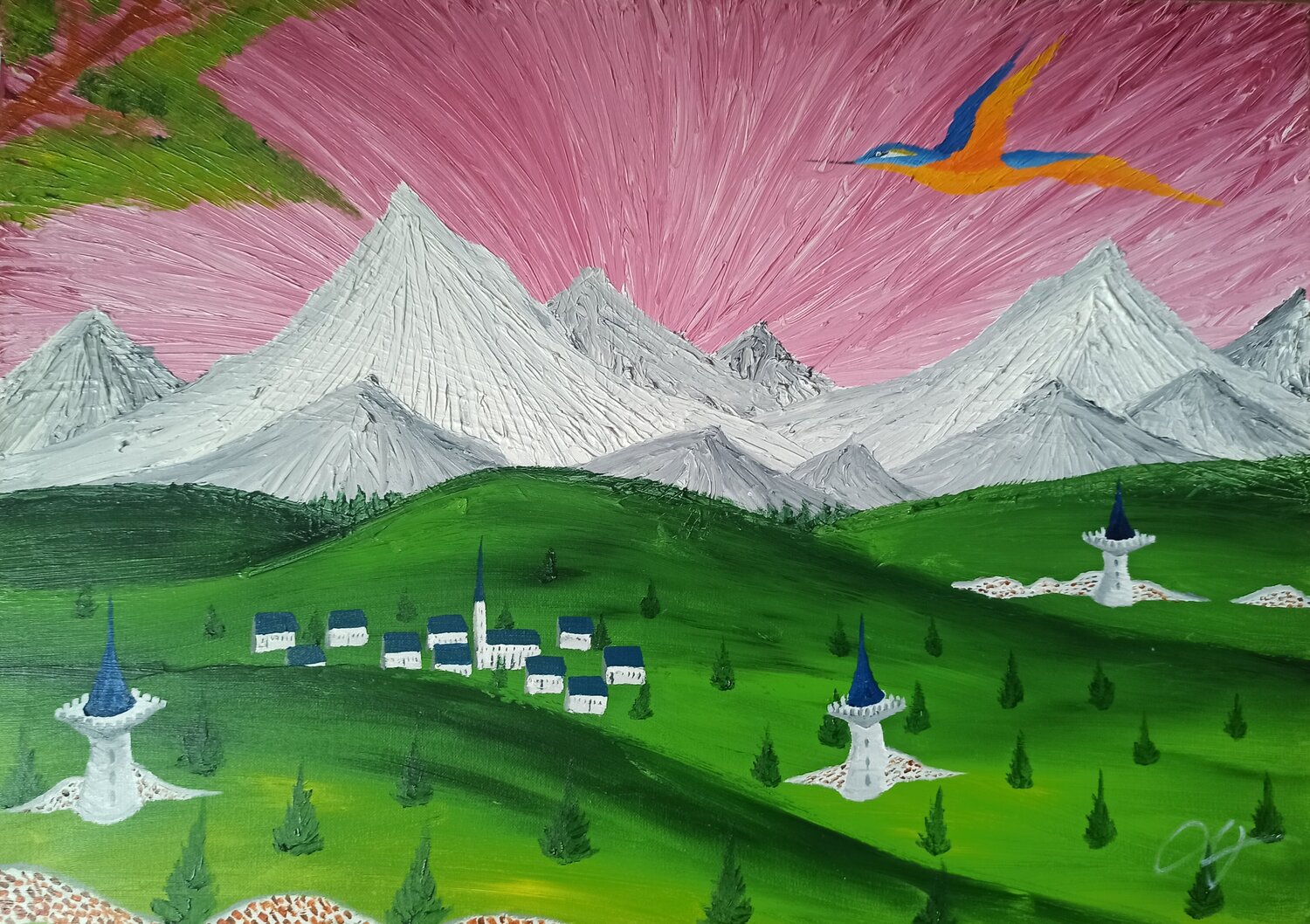 Fantasie Alpen Christian Tschierske Original painting for sale