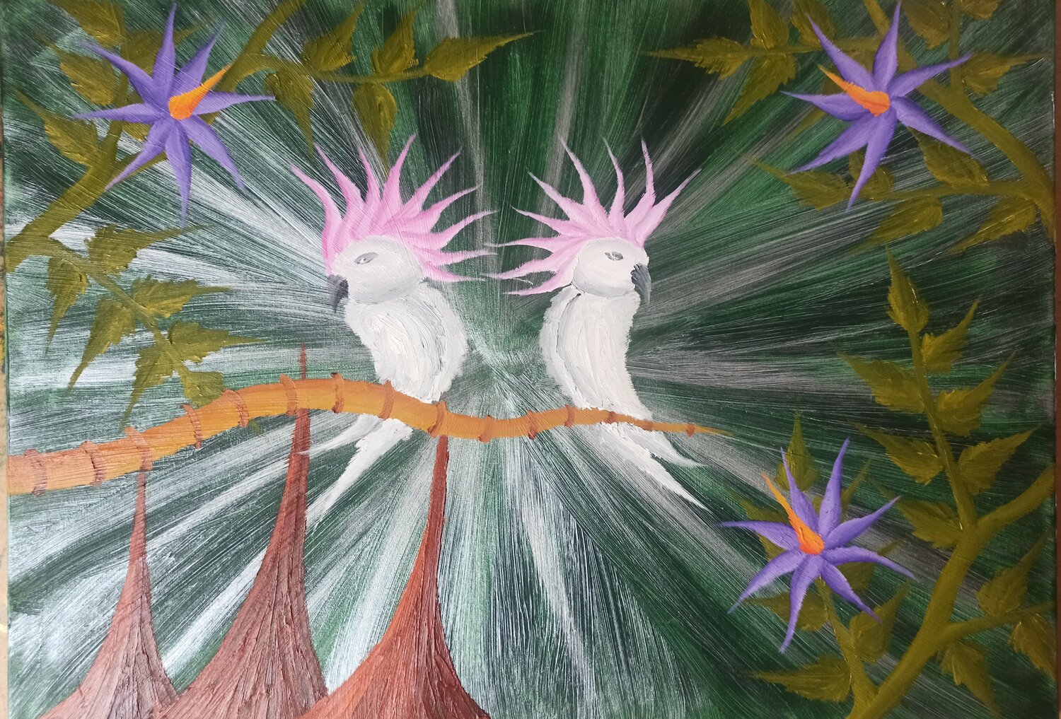 Fantasie Kakadus Christian Tschierske Original painting for sale