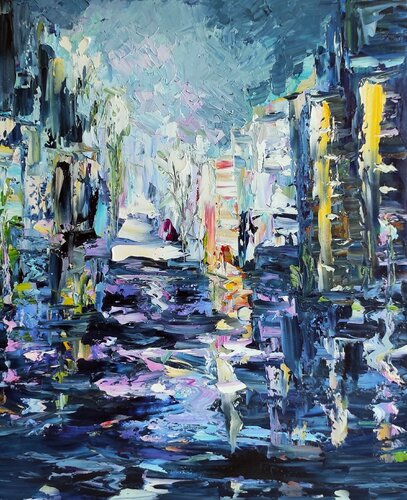 Deeply night in the city by Maria Slynko, Painting for Sale on Select
