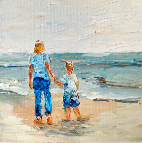 Mother and Son by Maria Slynko, Painting for Sale on Select