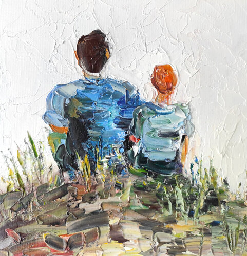Dad and Son by Maria Slynko, Painting for Sale on Select