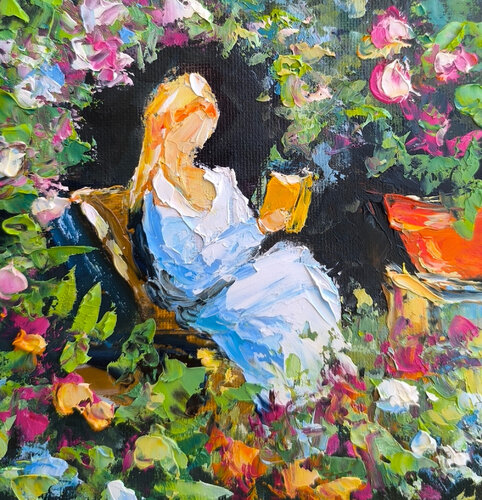 The Garden Guest by Maria Slynko, Painting for Sale on Select