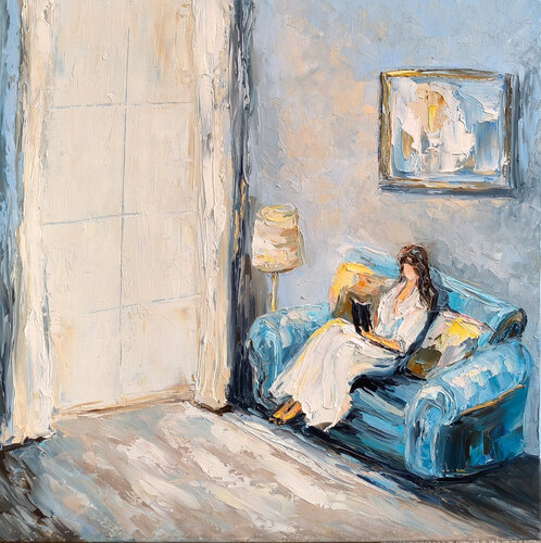 When a Woman Smiles by Maria Slynko, Painting for Sale on Select