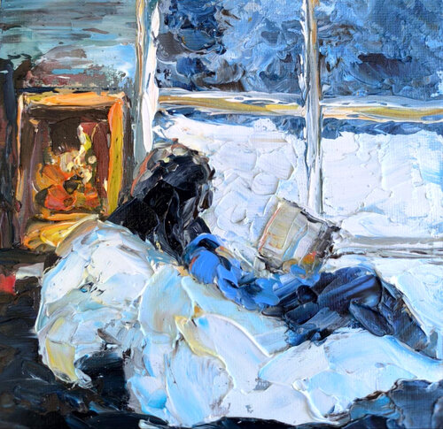 Fireplace Flame by Maria Slynko, Painting for Sale on Select