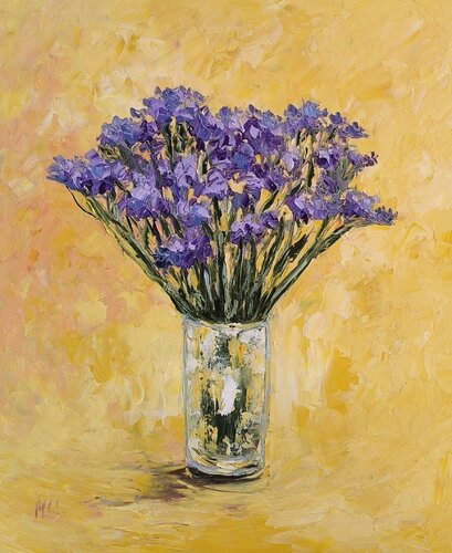 Sunlit Violet Bouquet by Maria Slynko, Painting for Sale on Select