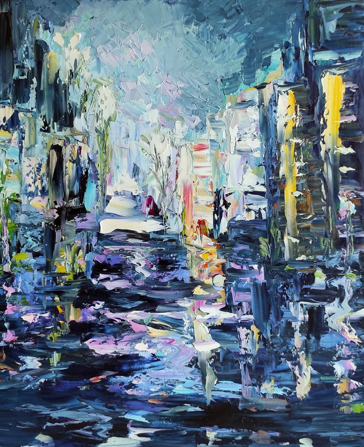 Deeply night in the city Maria Slynko Original painting for sale