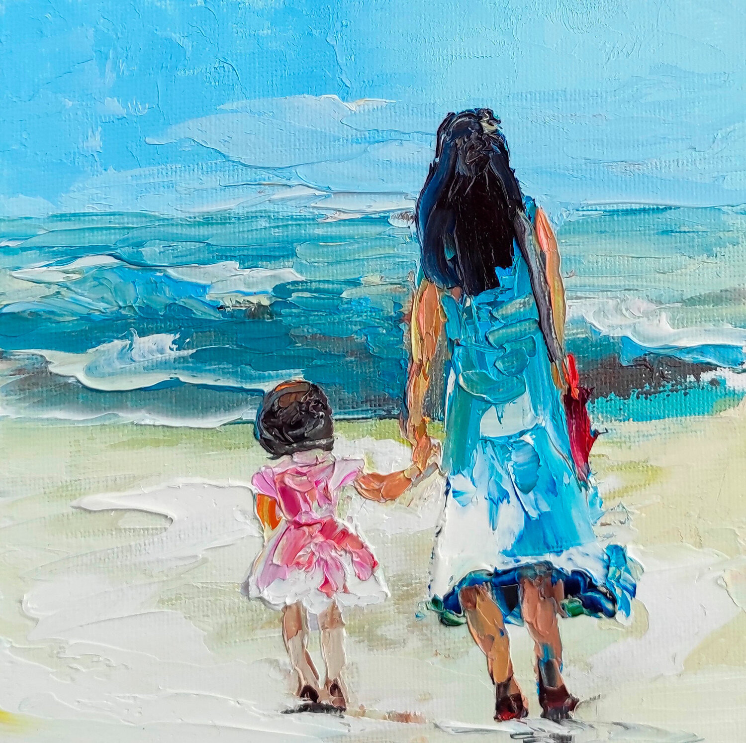 Mother and  Daughter Maria Slynko Original painting for sale
