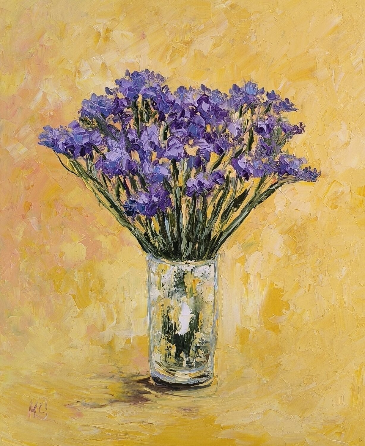 Sunlit Violet Bouquet Maria Slynko Original painting for sale