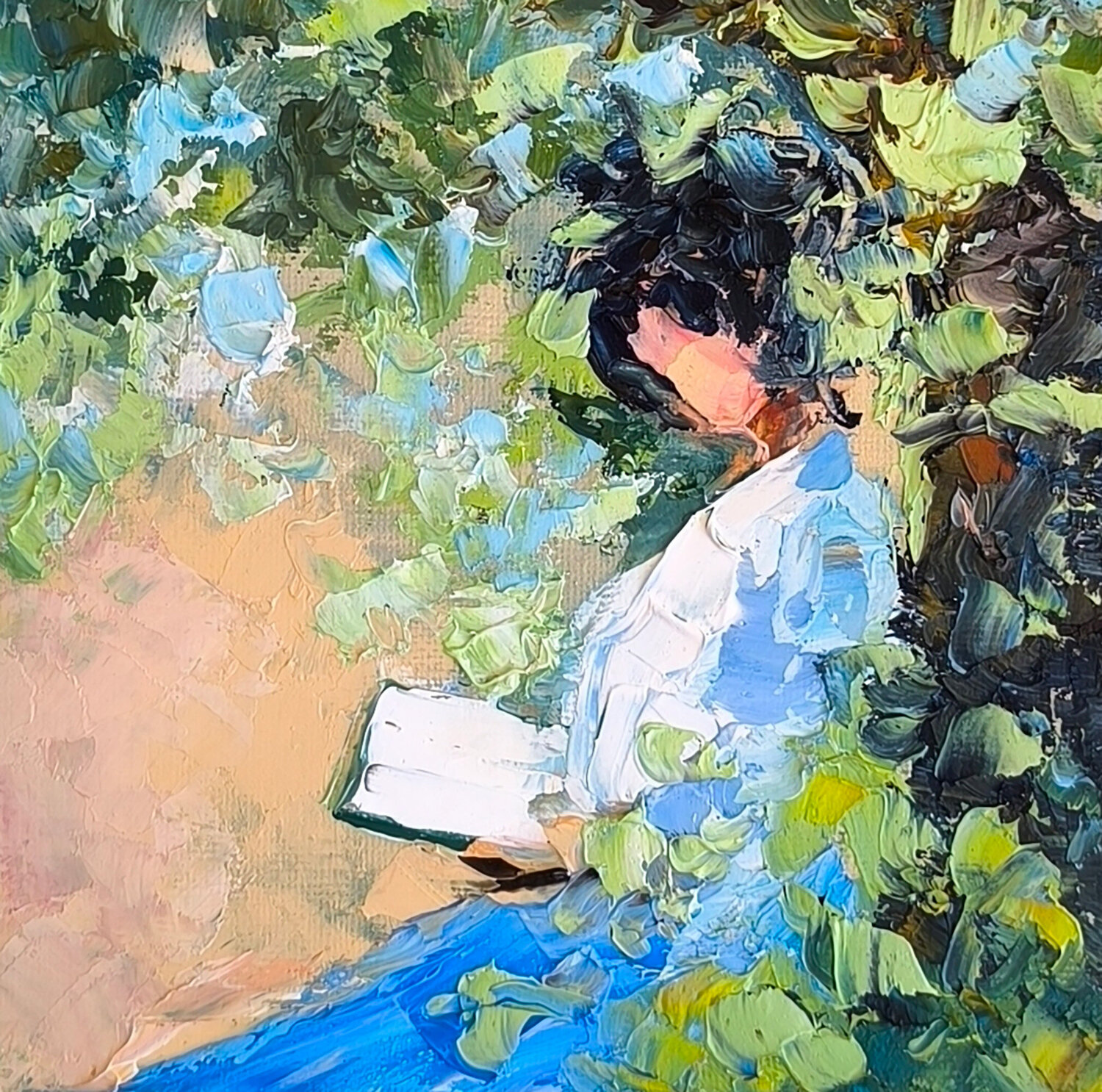 Summer reading Maria Slynko Original painting for sale