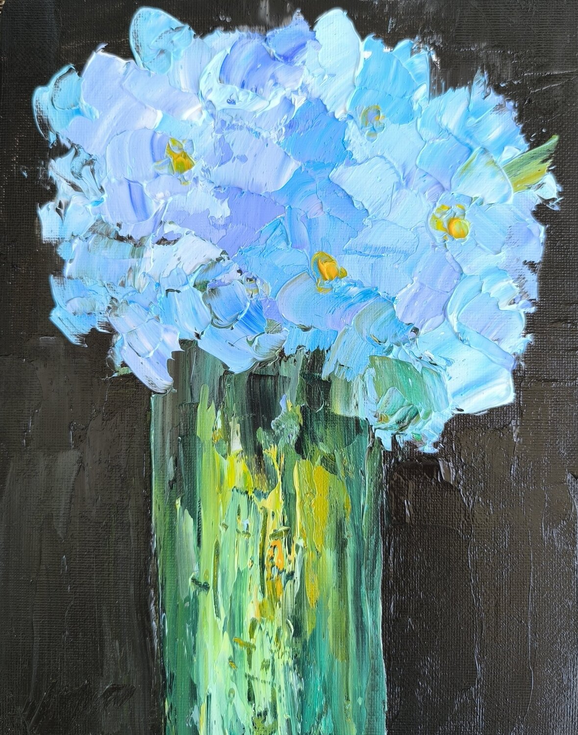Blue Hydrangea Maria Slynko Originalgemälde zu verkaufen
