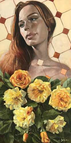 Rosa Hybrida by Anne JOLLY, Painting for Sale on Select