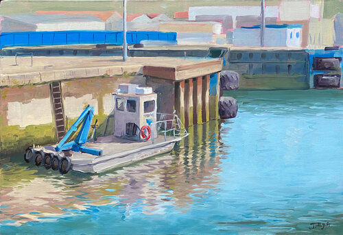 La barge by Anne JOLLY, Painting for Sale on Select