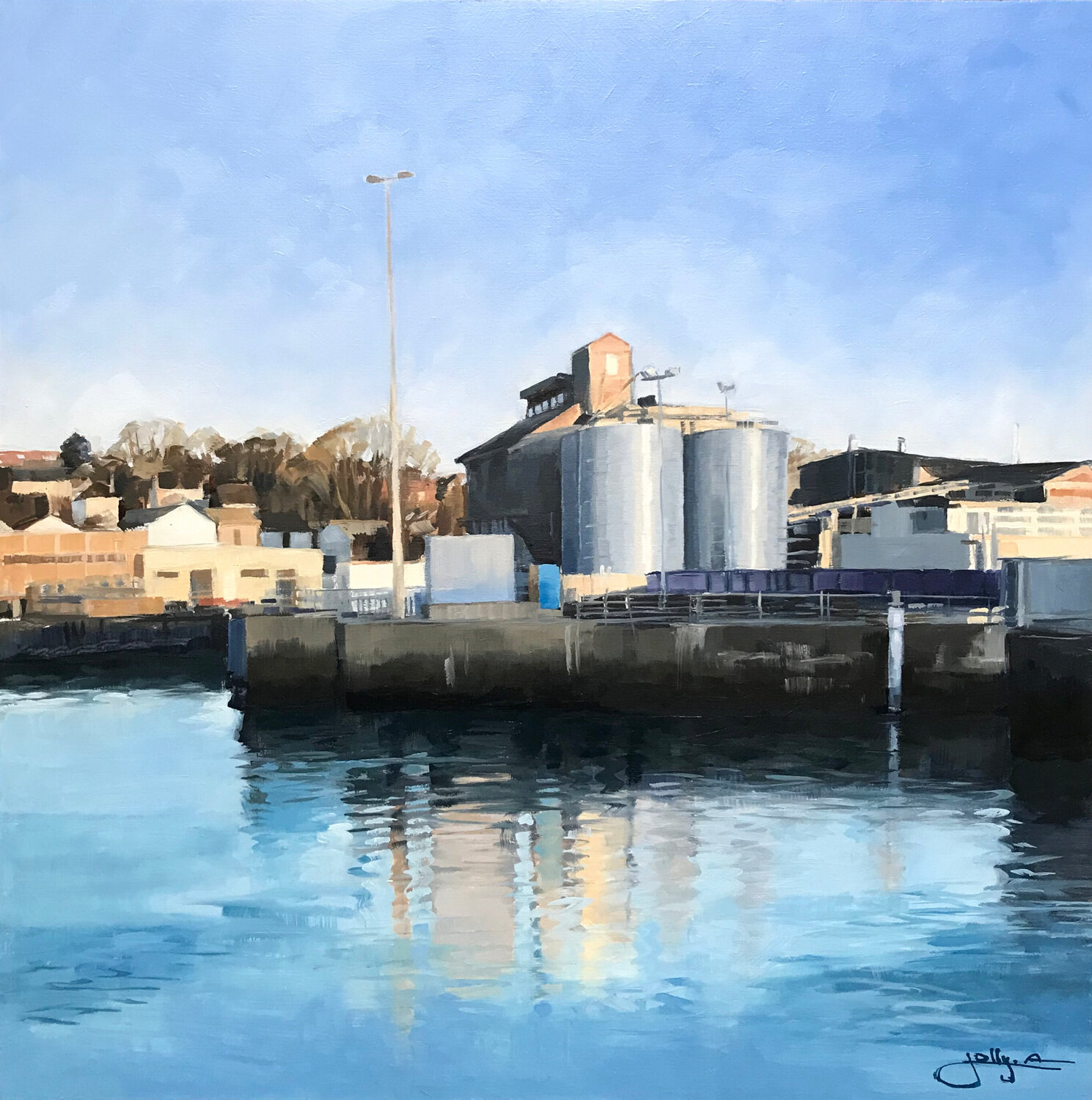Sur le port / Silos Anne JOLLY Original painting for sale