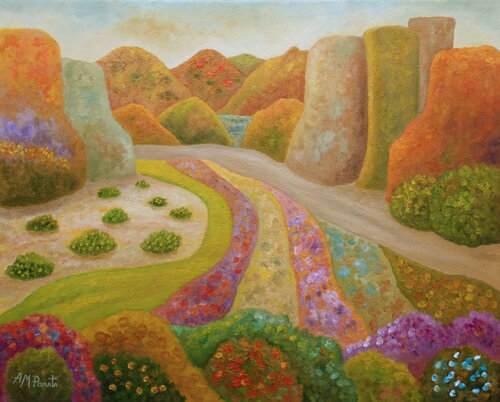 Red Buttes Walk by Angeles M. Pomata, Painting for Sale on Select