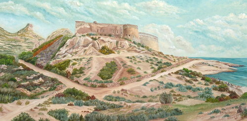 Castle By The Sea von Angeles M. Pomata, Malerei kaufen auf Select