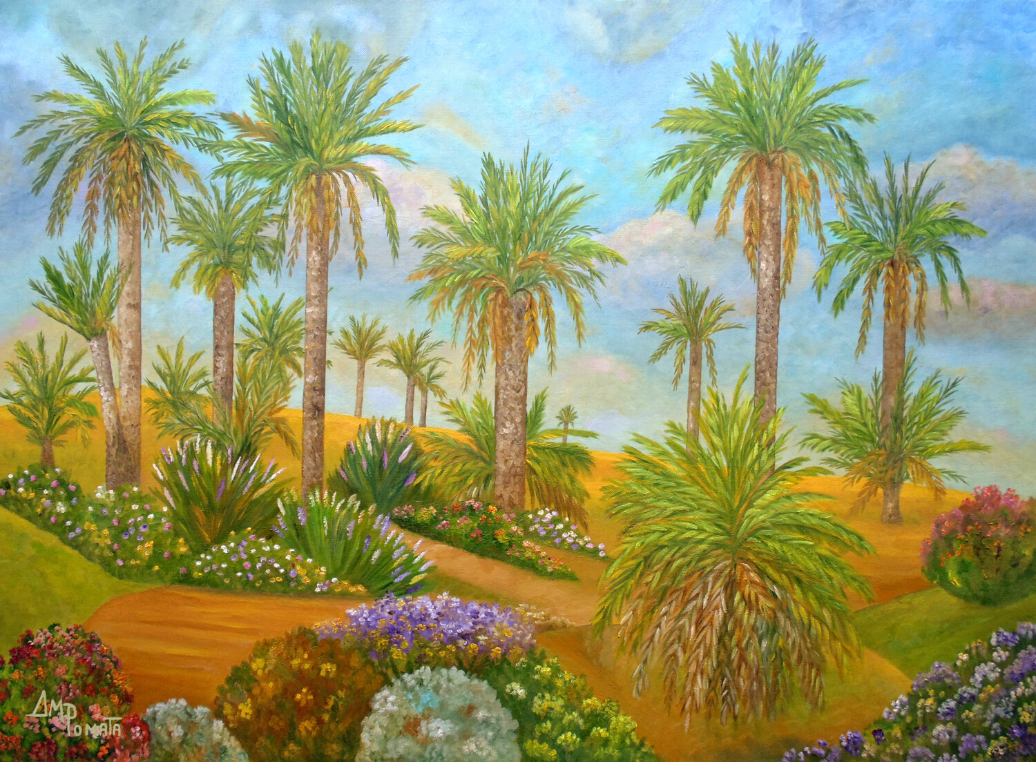 Seaside Palms Angeles M. Pomata Original painting for sale