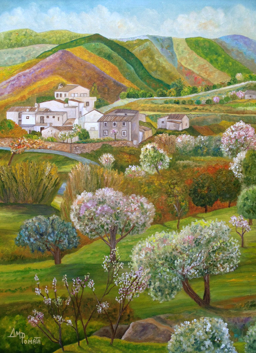 First Spring In Cariatiz Angeles M. Pomata Original painting for sale