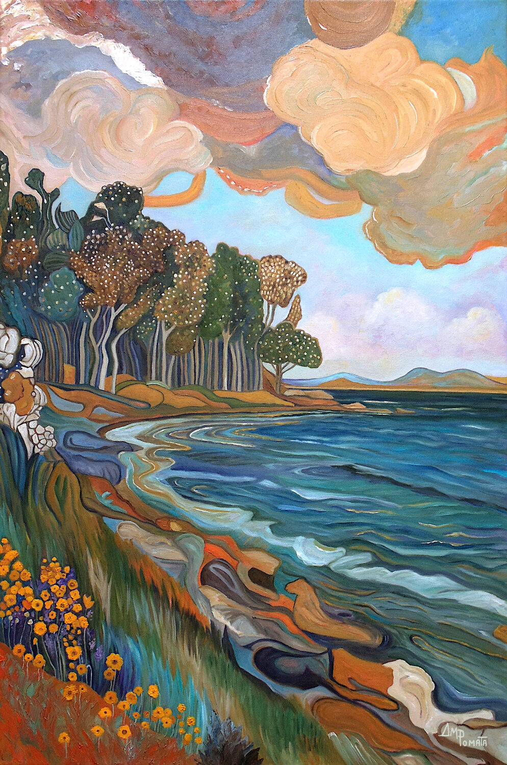 Cradled By The Waves Angeles M. Pomata Original painting for sale