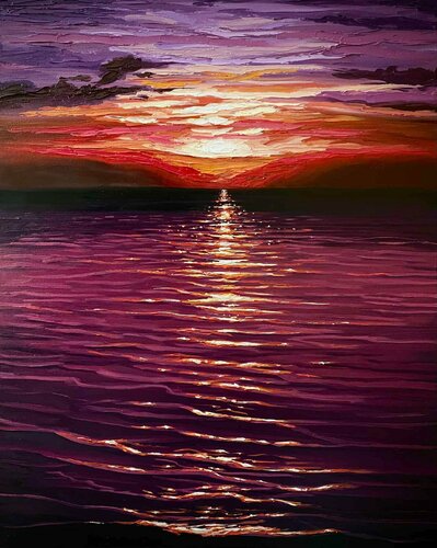 Violet sunset by Elena Dmitrenko, Painting for Sale on Select