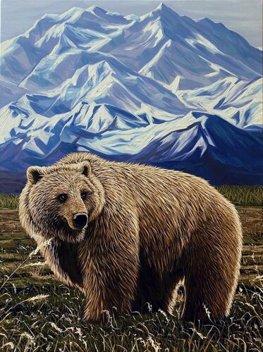 Brown Bear. Mountains by Elena Dmitrenko, Painting for Sale on Select
