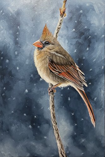 Winter morning ( Bird) by Elena Dmitrenko, Painting for Sale on Select
