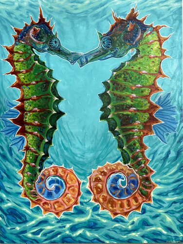 Seahorses by Elena Dmitrenko, Painting for Sale on Select