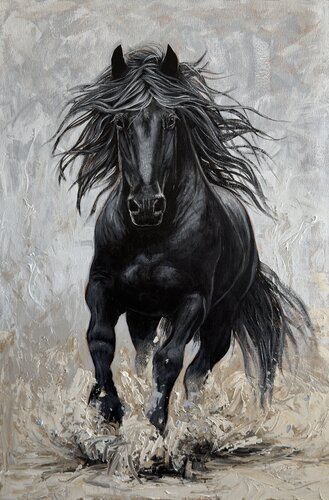 Black Horse by Elena Dmitrenko, Painting for Sale on Select