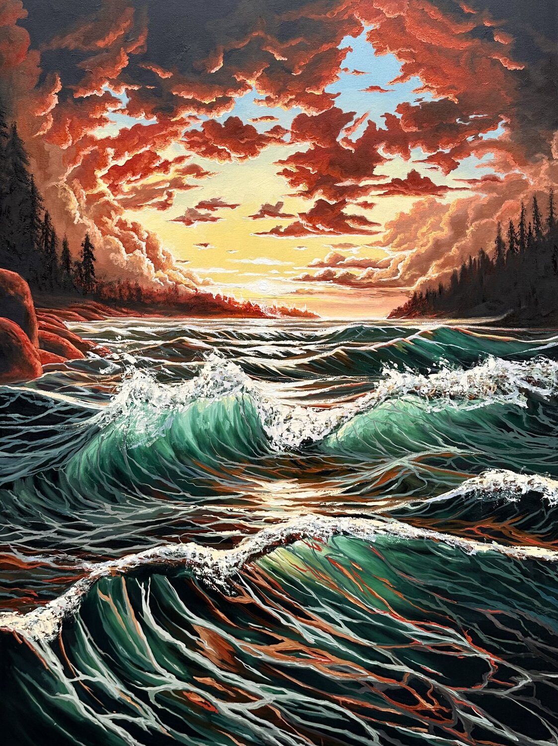 Stormy sunset Elena Dmitrenko Original painting for sale