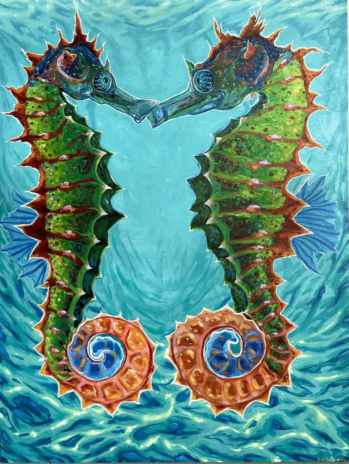 Seahorses Elena Dmitrenko Original painting for sale