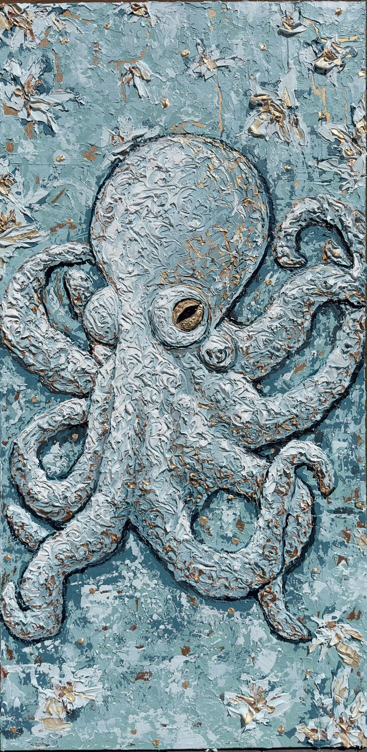Golden Eye ( octopus) Elena Dmitrenko Original painting for sale