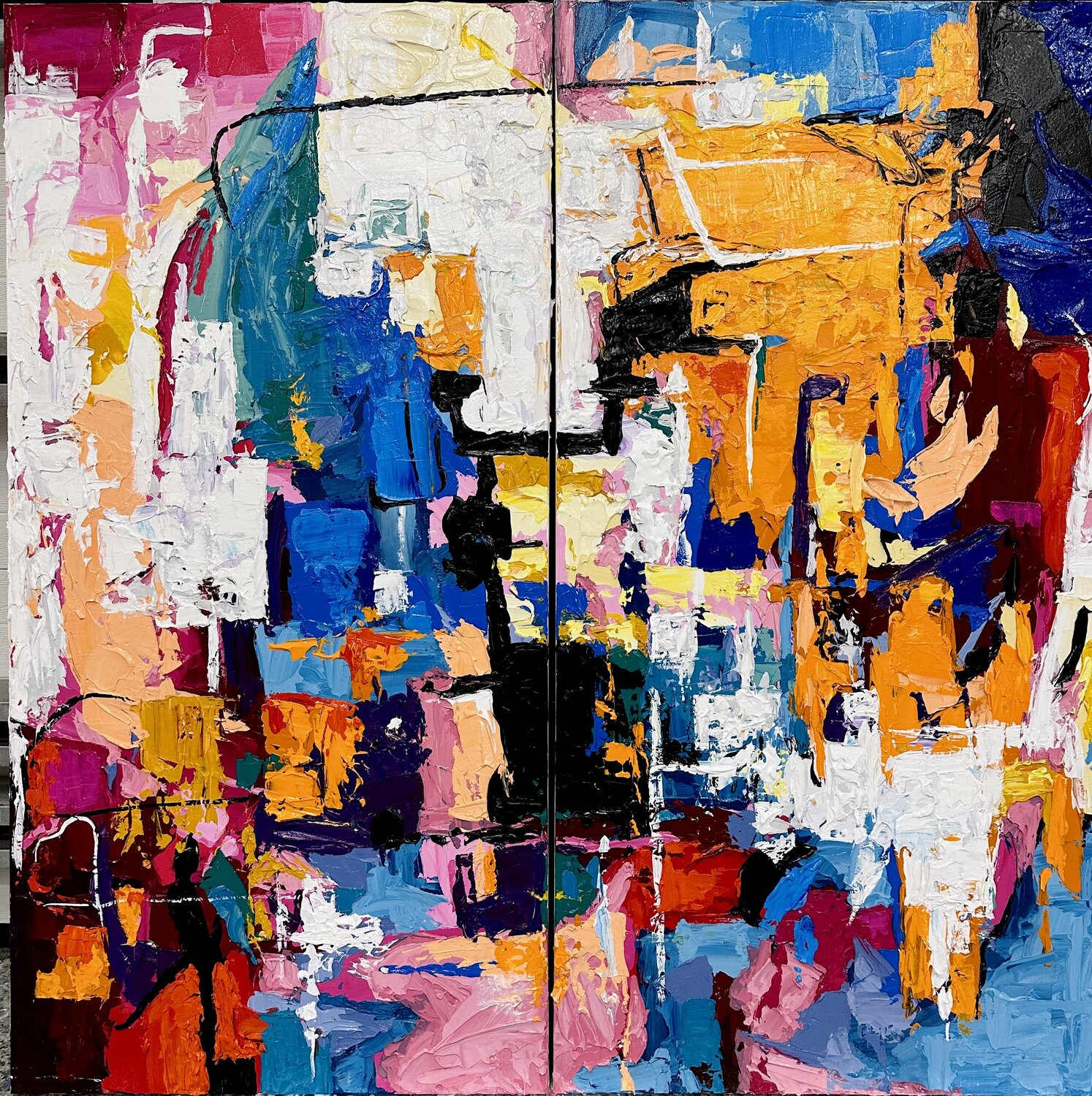 Vibrant Reverie ( diptych) Elena Dmitrenko Original painting for sale