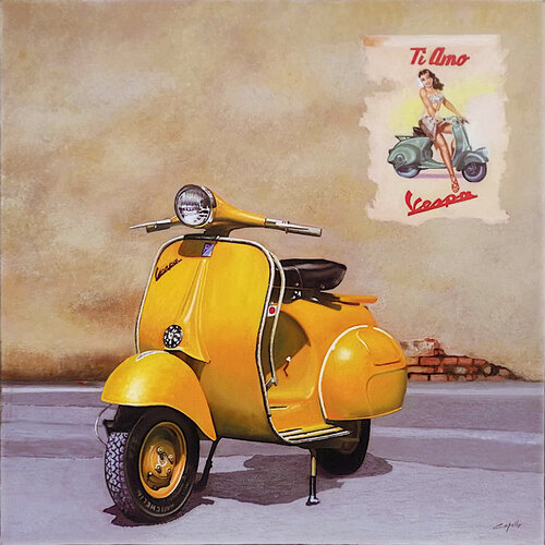 VESPA GIALLA by Francesco Capello, Painting for Sale on Select