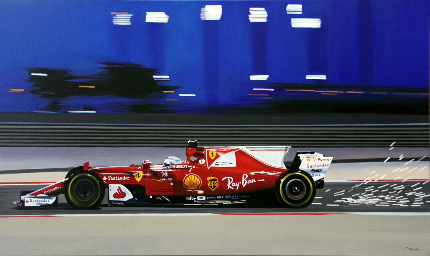 Ferrari SF70H FI 2017 Francesco Capello Original painting for sale