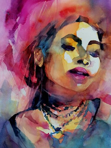 Exotisch schöne Frau by Angela Tatli, Painting for Sale on Select